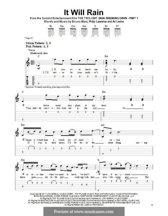 It Will Rain: Para guitarra com guia by Ari Levine, Bruno Mars, Philip Lawrence