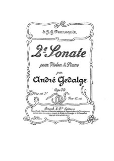 Sonata for Violin and Piano No.2 in A Minor, Op.19: Score by André Gedalge