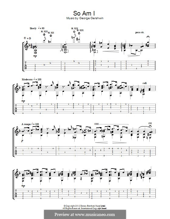 So am I: For guitar with tab (Jerry Willard) by George Gershwin