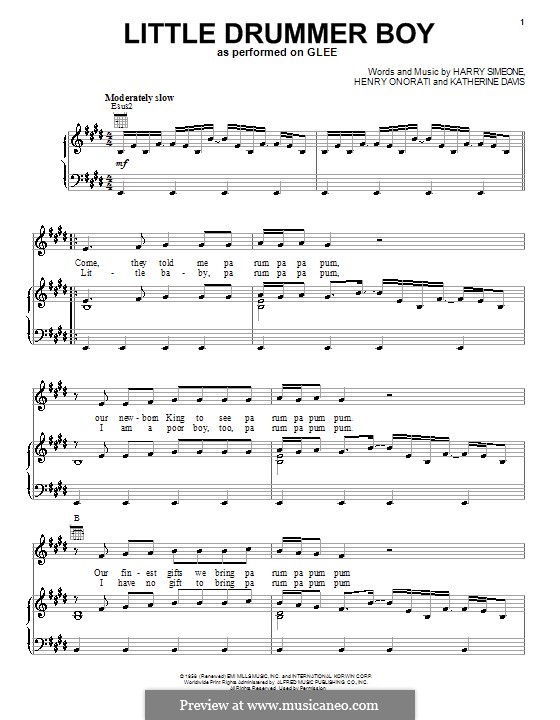 Vocal version: Para vocais e piano (ou Guitarra) by Harry Simeone, Henry Onorati, Katherine K. Davis