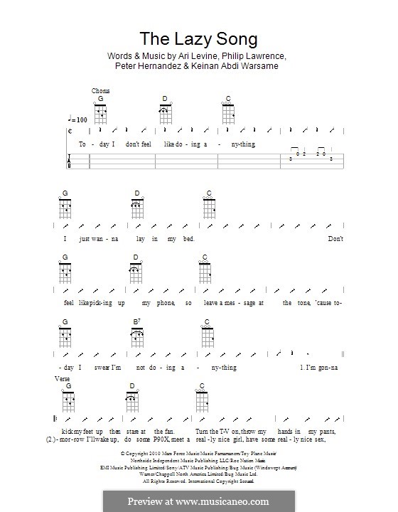 The Lazy Song: For ukulele (The Ukuleles) by Ari Levine, Keinan Abdi Warsame, Bruno Mars, Philip Lawrence