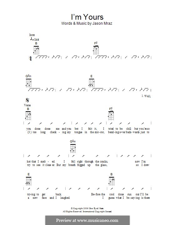 I'm Yours: para ukulele by Jason Mraz