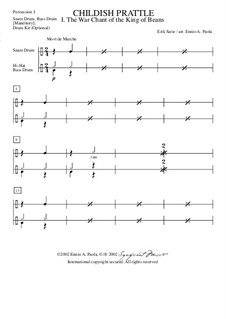 Menus propos enfantins: No.1 Le chant guerrier du roi des haricots – percussion I part by Erik Satie