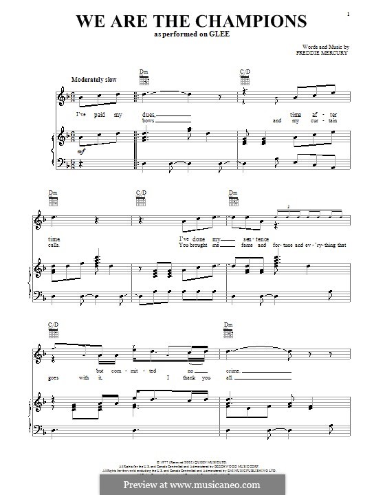 We are the Champions (Queen): Para voz e piano ou guitarra (Glee Cast) by Freddie Mercury