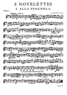 Five Novelettes for String Quartet, Op.15: violino parte II by Alexander Glazunov
