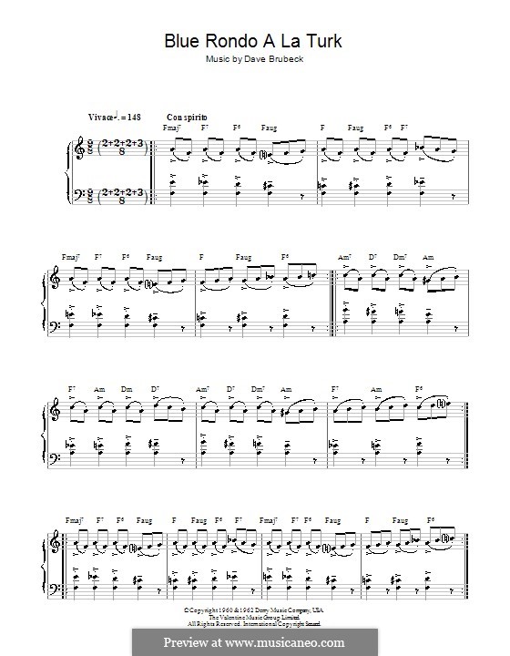 Blue Rondo a La Turk: Para Piano by Dave Brubeck