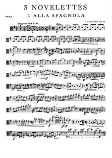 Five Novelettes for String Quartet, Op.15: parte viola by Alexander Glazunov