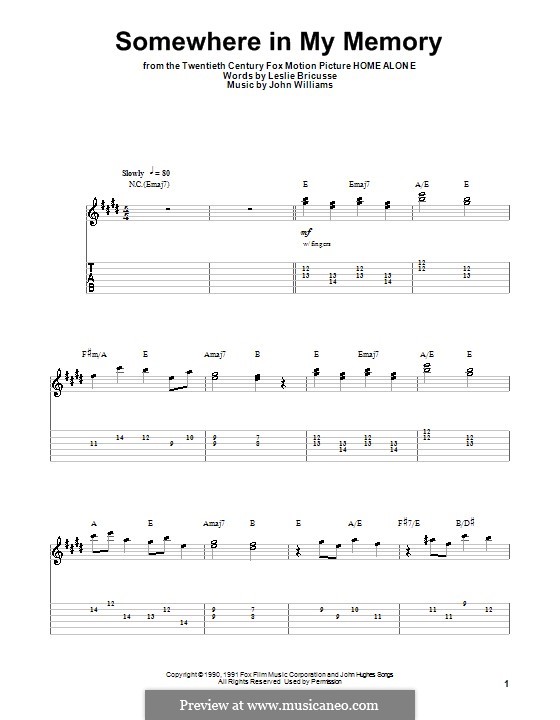 Somewhere in My Memory (from Home Alone): Para guitarra com guia by John Williams