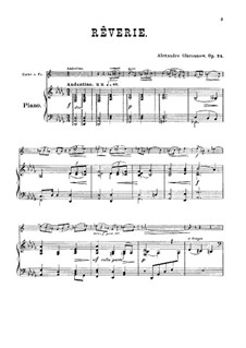 Réverie, Op.24: For french horn and piano – score by Alexander Glazunov