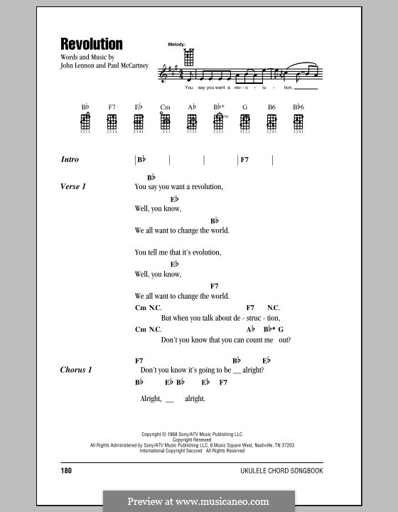 Revolution (The Beatles): para ukulele by John Lennon, Paul McCartney