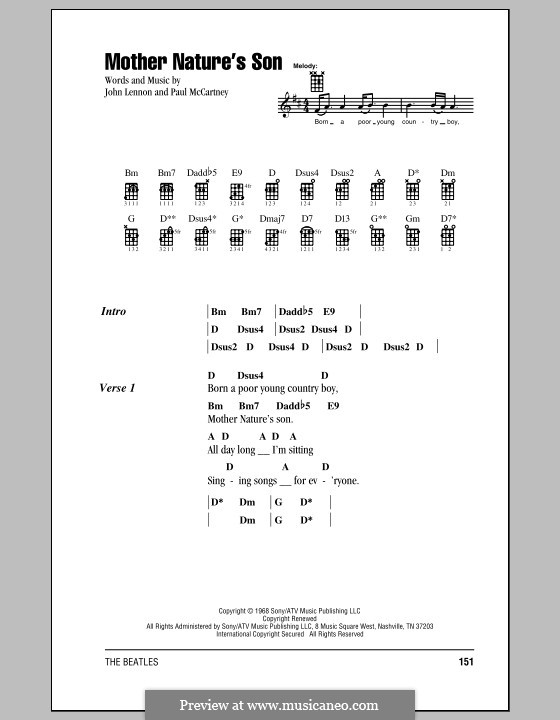 Mother Nature's Son (The Beatles): para ukulele by John Lennon, Paul McCartney