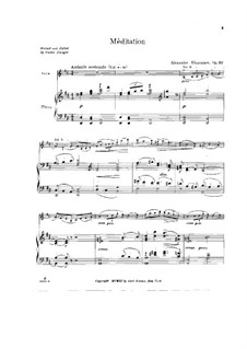 Meditation for Violin and Orchestra, Op.32: arranjo para violino e piano by Alexander Glazunov