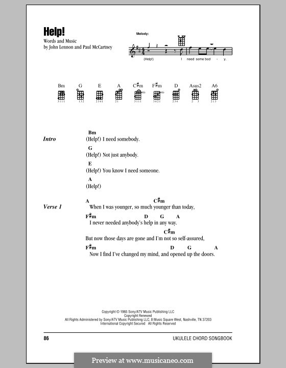 Help! (The Beatles): para ukulele by John Lennon, Paul McCartney