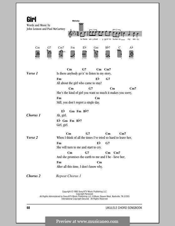 Girl (The Beatles): para ukulele by John Lennon, Paul McCartney