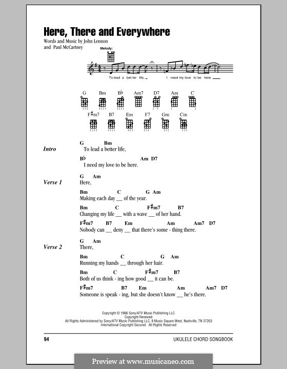 Here, There and Everywhere (The Beatles): para ukulele by John Lennon, Paul McCartney