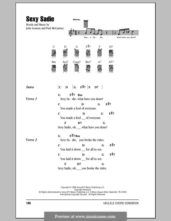 Sexy Sadie (The Beatles): para ukulele by John Lennon, Paul McCartney