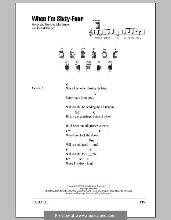 When I'm Sixty-Four (The Beatles), for One Instrument: para ukulele by John Lennon, Paul McCartney