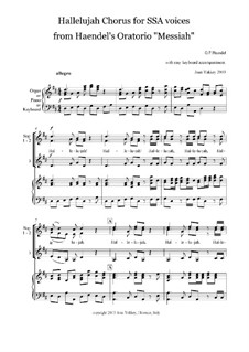 No.44 Hallelujah: For SSA and keyboard by Georg Friedrich Händel