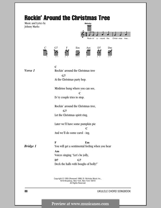 Rockin' Around the Christmas Tree: para ukulele by Johnny Marks