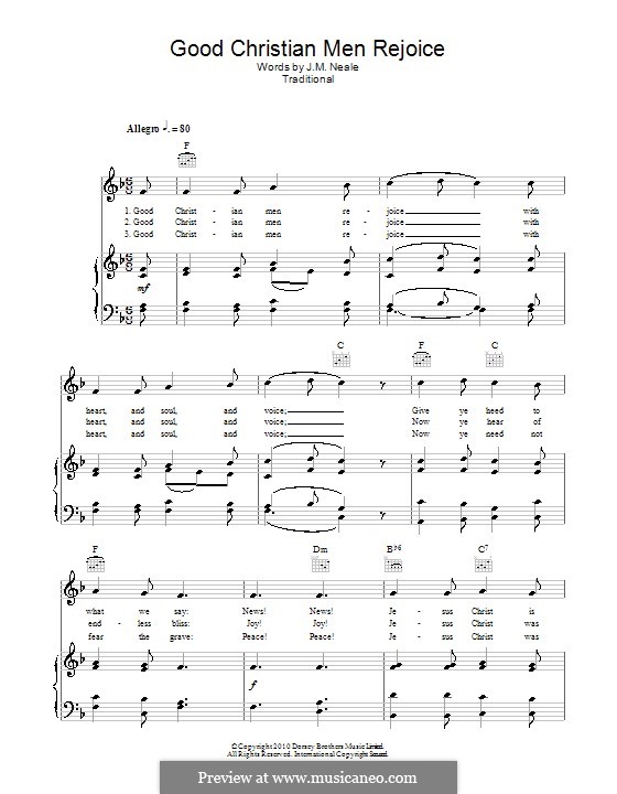 Good Christian Men, Rejoice: Para vocais e piano (ou Guitarra) by folklore