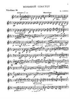 Grand Sextet in E Flat Major: violino parte II by Mikhail Glinka