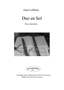 Duo en sol (for clarinet): Duo en sol (for clarinet) by Alain Lefebure