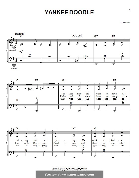 Yankee Doodle: para acordeão by folklore