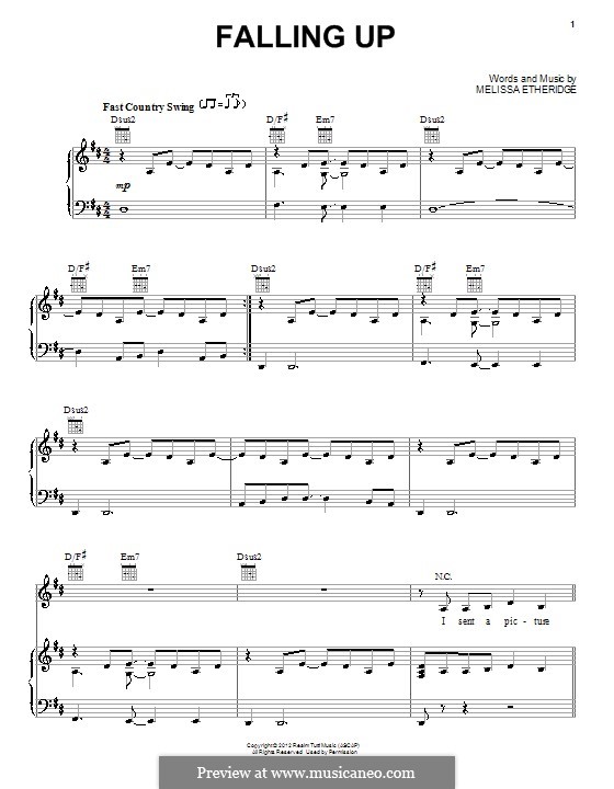 Falling Up: Para vocais e piano (ou Guitarra) by Melissa Etheridge