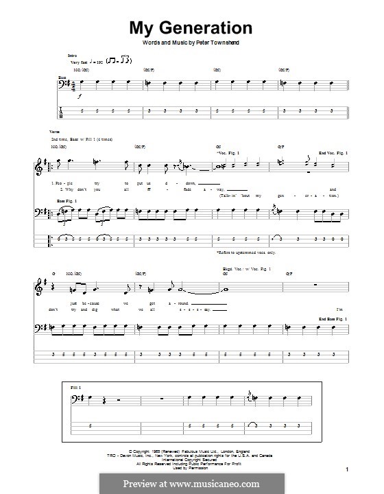 My Generation (The Who): para baixo com guia by Peter Townshend
