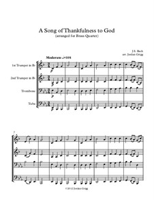 A Song of Thankfulness to God (Father, We Thank Thee): para quarteto de bronze by Johann Sebastian Bach