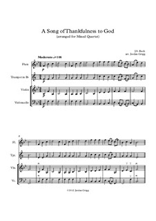A Song of Thankfulness to God (Father, We Thank Thee): For mixed quartet by Johann Sebastian Bach