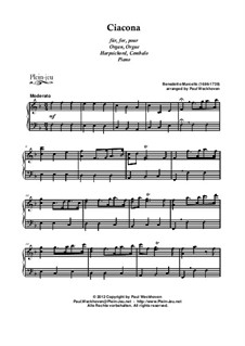Twelve Sonatas for Flute and Basso Continuo, Op.2: Ciacona, for keyboard by Benedetto Marcello
