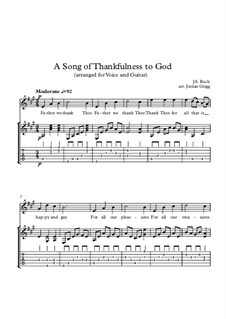 A Song of Thankfulness to God (Father, We Thank Thee): para voz e guitarra by Johann Sebastian Bach