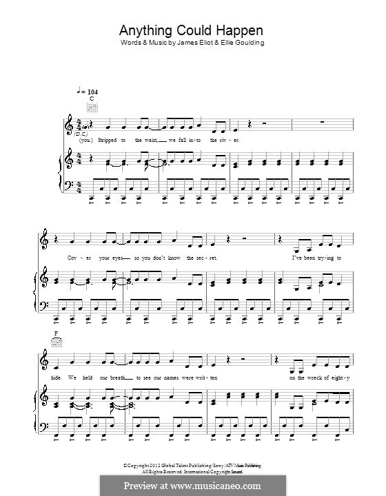 Anything Could Happen: Para vocais e piano (ou Guitarra) by Ellie Goulding, James Eliot
