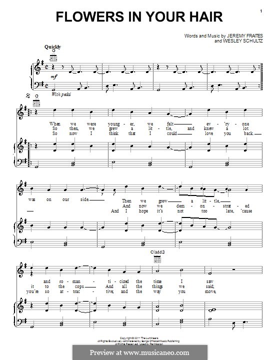 Flowers in Your Hair (The Lumineers) por J. Fraites, W. Schultz em