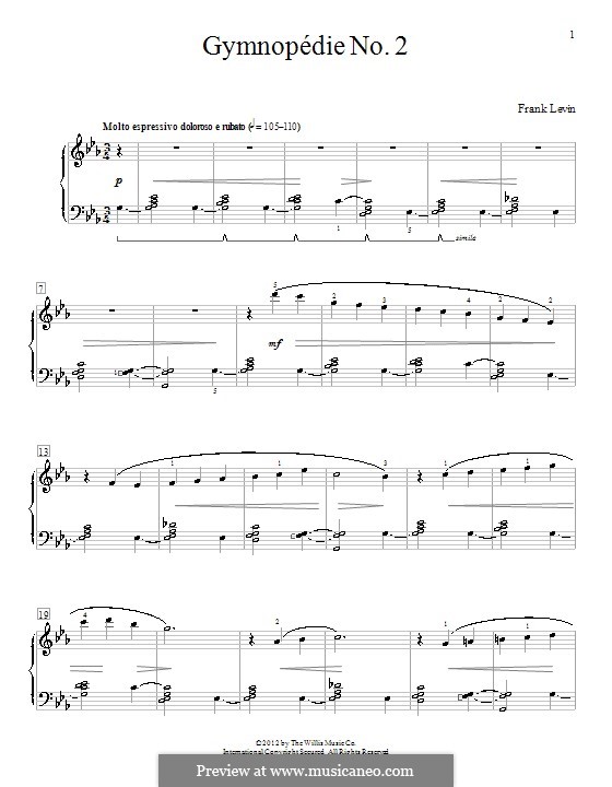 Gymnopedie No.2: Para Piano by Frank Levin