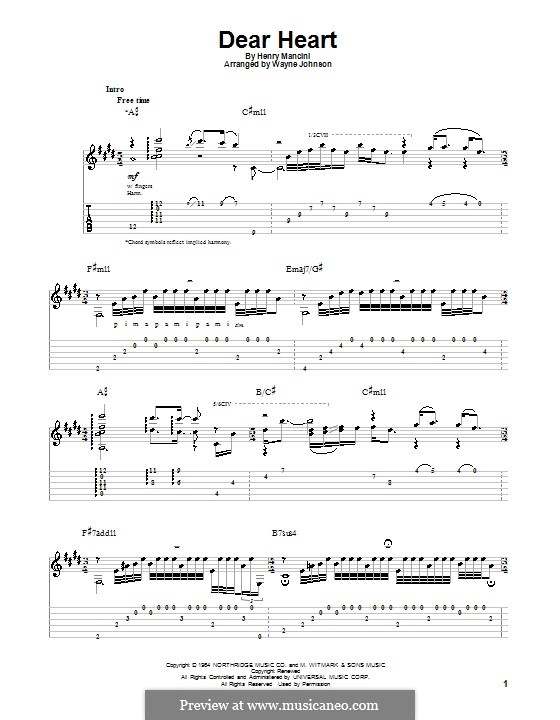 Dear Heart: Para guitarra com guia by Henry Mancini