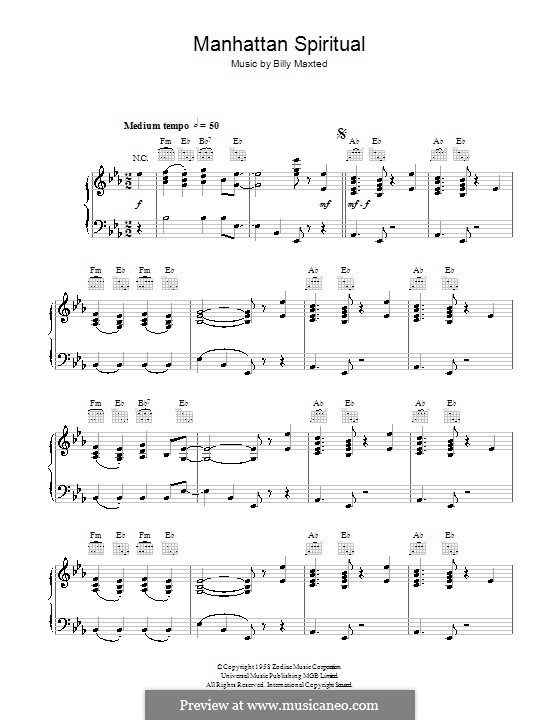 Manhattan Spiritual: Para Piano by Billy Maxted