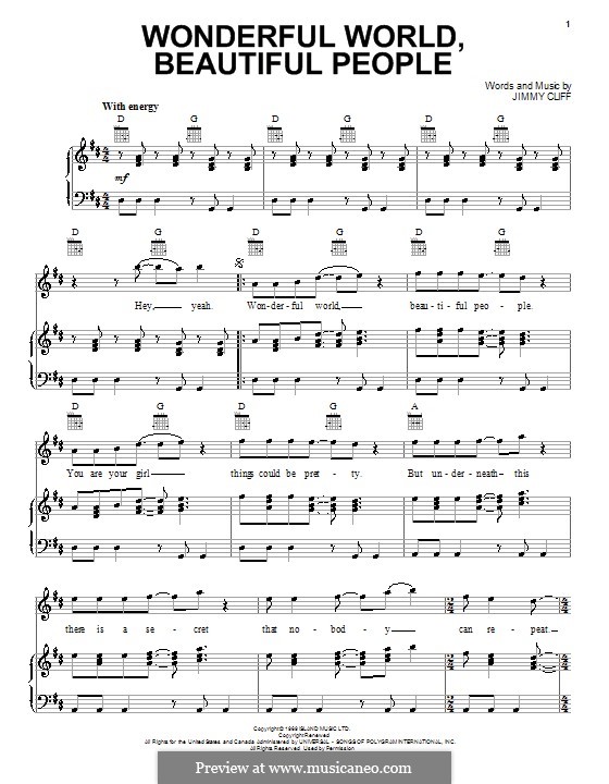 Wonderful World, Beautiful People: Para vocais e piano (ou Guitarra) by Jimmy Cliff