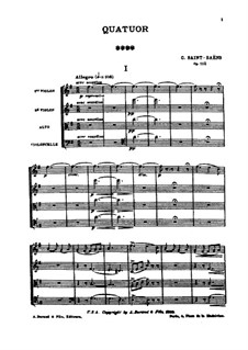 String Quartet No.1 in G Major, Op.112: Partitura completa by Camille Saint-Saëns
