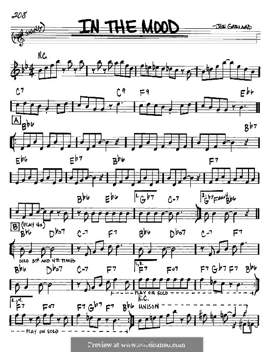 ★楽譜/舘ひろし/IN THE MOOD/タブ譜/バンドスコア/元クールス In the Mood (Glen Miller) por J. Garland - Partituras on músicaNeo