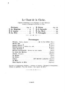Le chant de la cloche, Op.18: Partitura piano-vocal by Vincent d' Indy