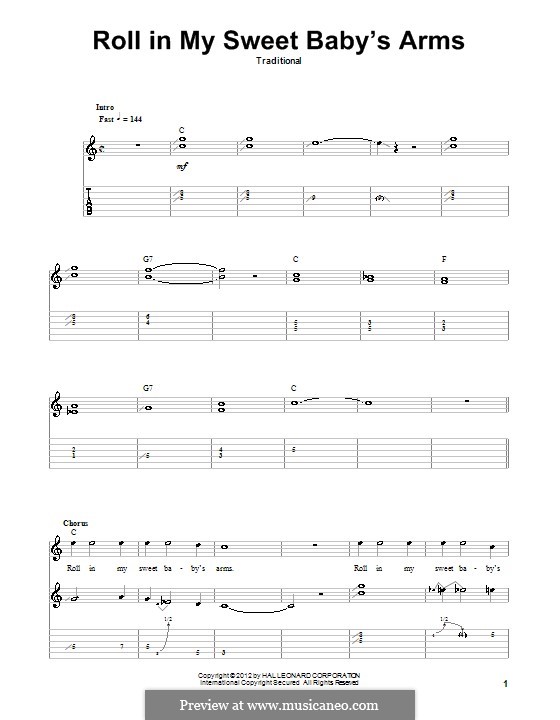 Roll in My Sweet Baby's Arms: Para guitarra com guia by folklore