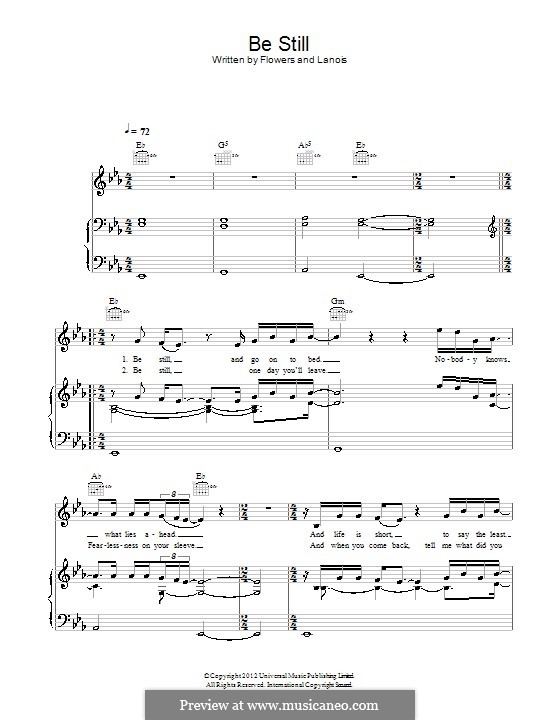 Be Still (The Killers): Para vocais e piano (ou Guitarra) by Brandon Flowers, Daniel Lanois, Dave Keuning, Mark Stoermer, Ronnie Vannucci