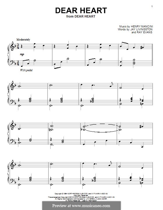 Dear Heart: Para Piano by Henry Mancini