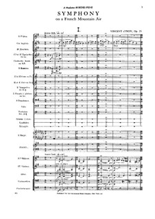 Symphonie sur un chant montagnard français (Symphony on a French Mountain Air), Op.25: Partitura completa by Vincent d' Indy