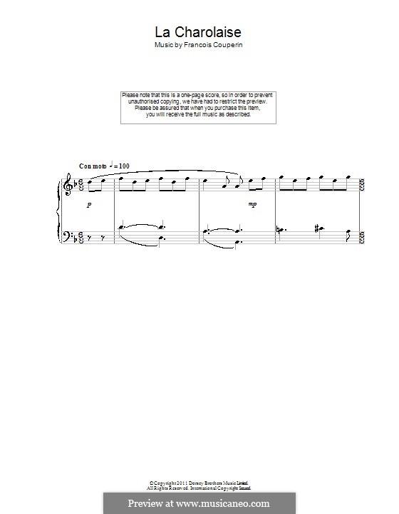 Deuxième ordre: La Charolaise, for piano by François Couperin