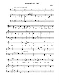 No.25 Bist du bei mir (You Are with Me), Printable scores, BWV 508: Para vocais e piano by Johann Sebastian Bach