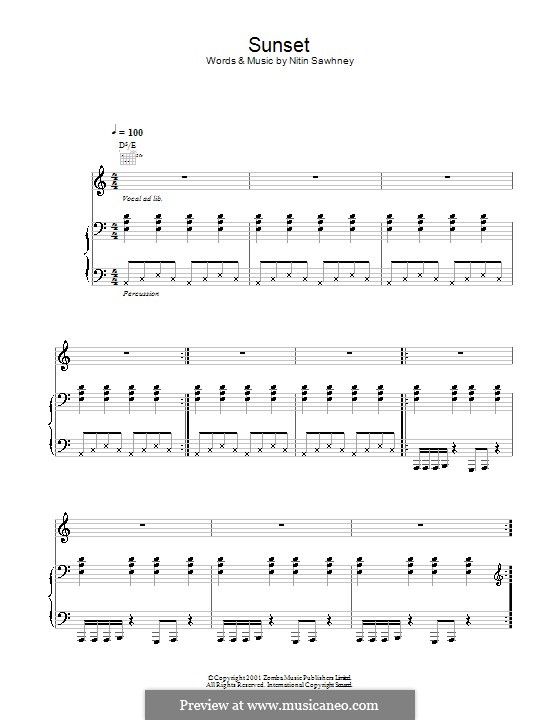 Sunset por N. Sawhney - Partituras on músicaNeo