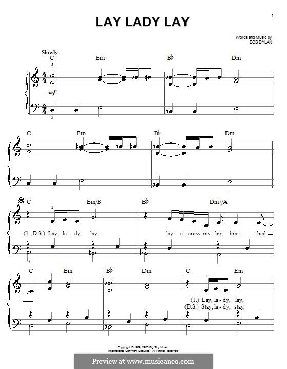 Lay Lady Lay: Para Piano by Bob Dylan